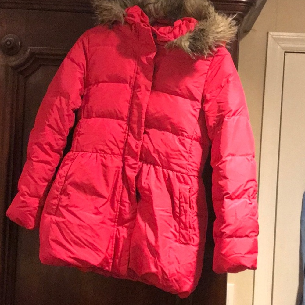 Gap girls puffer jacket with fur hood
